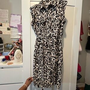 CALVIN KEINA Leopard Print Sleeveless Dress